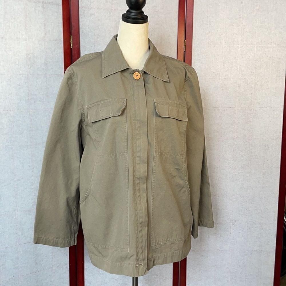 DKNY Men’s Olive Green Khaki Zip Up Lightweight Jacket (Men’s Size: Large)